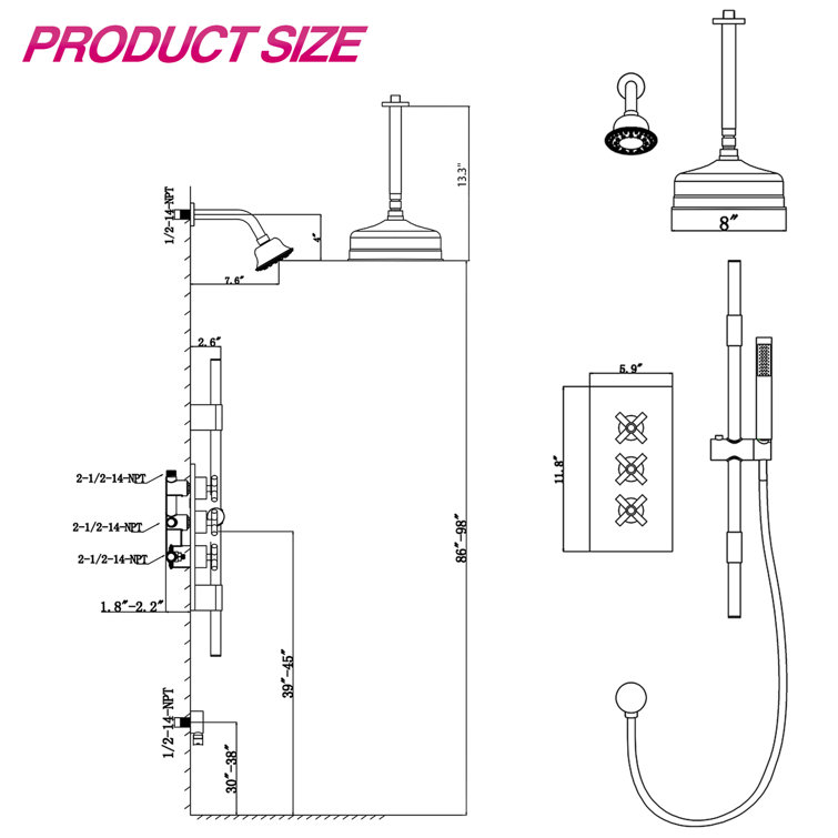 eqloo Complete Shower System with Rough inValve Wayfair Canada